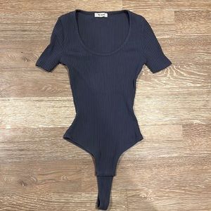 Madewell navy blue ribbed bodysuit